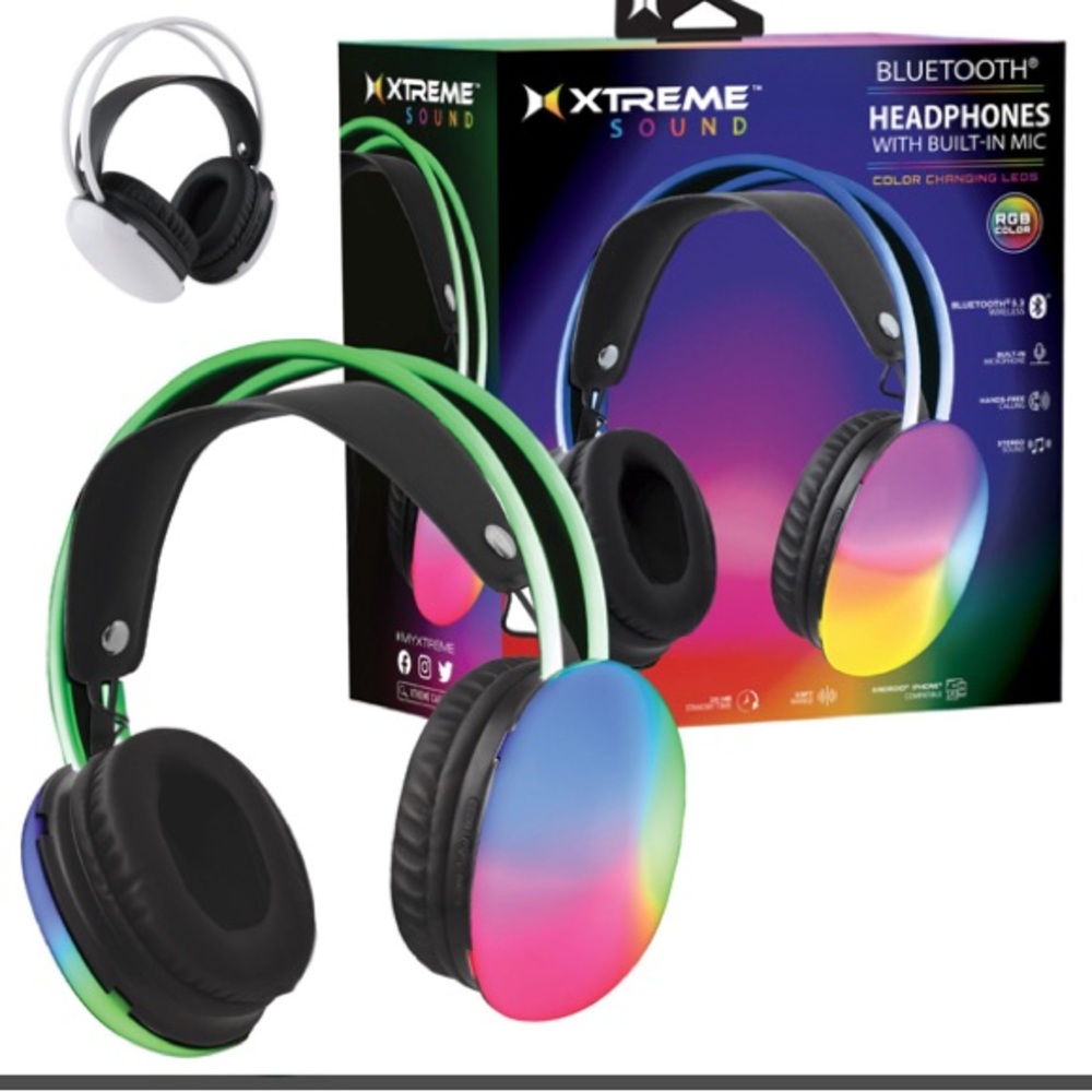 Wireless Rainbow Multicolor Gaming Headset w/ Mic Bluetooth  PS4/PS5/Mac/Xbox/PC